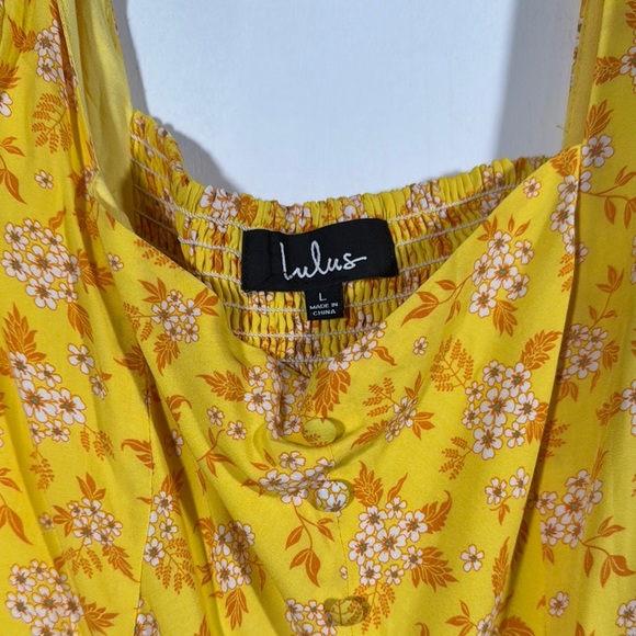 NWOT Lulus Passion Project Yellow Floral Print Mini Dress Size Large - Picture 5 of 7